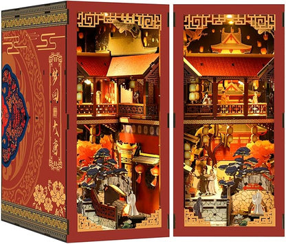 Book Nook Kit - DIY Miniature Dolls House Kit with Furniture and LED Light, 3D Puzzle Wooden Art Bookends, Model Kits for for Adults and Teens (Dream Back to The Tang Dynasty)
