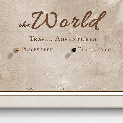 Canvas World Map with Cork Pin Board - English Lettering - Decorative Wall Decoration for All Rooms - Canvas Pictures with World Map Motif (70x50 cm, Pattern 17)
