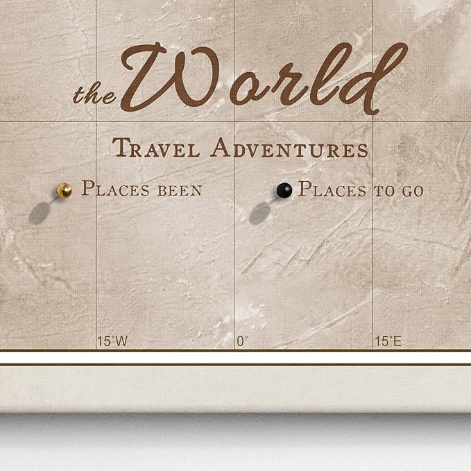 Canvas World Map with Cork Pin Board - English Lettering - Decorative Wall Decoration for All Rooms - Canvas Pictures with World Map Motif (120x80 cm, Pattern 17)