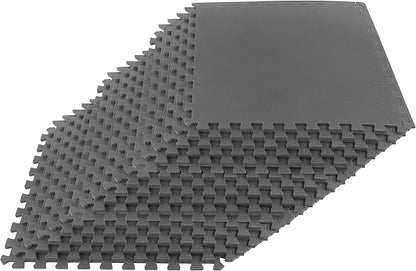EVA Foam Mat Tiles 18-Pack - 72 SQ FT of Interlocking Padding for Garage, Playroom, or Gym Flooring - Exercise Mat or Baby Playmat by Stalwart (Gray)
