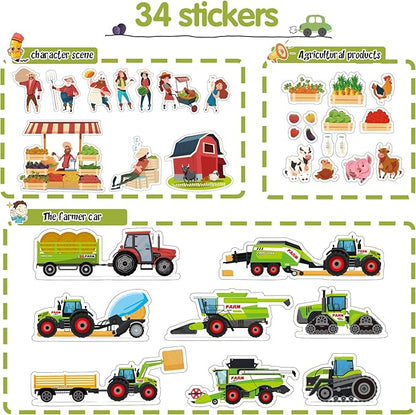 Oriate Kids Farm Toys Realistic Tractor Vehicle Playset, Diecast Car Set Educational Mini Farm Animals with Flatbed Trailer, Birthday Gift for Children 3 Year Old
