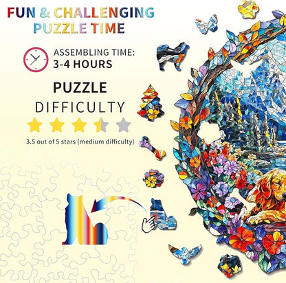 Wooden Puzzles for Adults,The Dog and The Snowy Mountain Wooden Jigsaw Puzzles, Creative Ghristmas Gift for Teenagers and Adults.(11.4 * 10.9 in 186pcs)