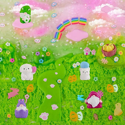 LAWOHO 6 Packs Bunny Pink Slime Kit -Cloud Clear Butter Slimes with Easter Charms & Add-ins, Soft Fluffy Slimes Kits for Girls & Boys, 360ml Pink & Green Easter Slime Making Kit Party Favor for Kids