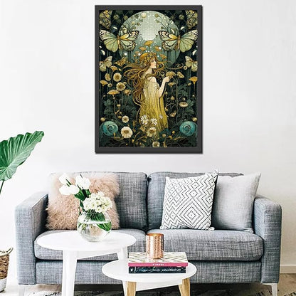 Tucocoo Beautiful Girl Jigsaw Puzzles for Adults 1000 Pieces, Butterfly Floral Woman Art Jigsaw Puzzle Colorful DIY Craft Puzzles for Home Decoration Gifts, Family Puzzle Perfect for Game Nights