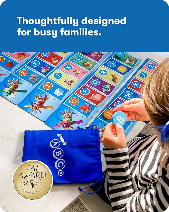 SimplyFun Rooby’s ABC’s - Pre-K Alphabet Game - Letter Recognition Game for Kids - Learn Both Uppercase and Lowercase Letters - 1 to 4 Players, Ages 3 & Up
