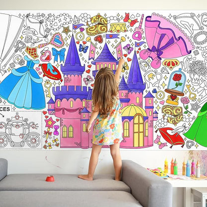 Gatherfun Princess Party Giant Coloring Poster - 31.5 x 72 Inches - Versatile Classroom Wall Decor & Birthday Activity - Princess Poster or Table Cover for School Parties & Special Events