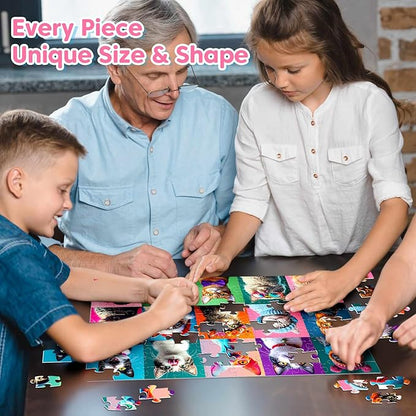 100 Piece Puzzles Multicolor Fun Cats, Large Piece Jigsaw Puzzle for Kids Ages 4-6 6-8 8-10, Pets Cat Theme Puzzles for Teens Seniors Adults, Collection Gift Home Art Decor Toys Gifts for Girls Boys