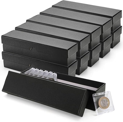 ZOOFOX 10 Pack Coins Holders for Collectors, Cardboard 2x2 Inch Coin Flip Boxes, Single Row Coins Snap Protection Cases for Coin Dollar Collection Supplies