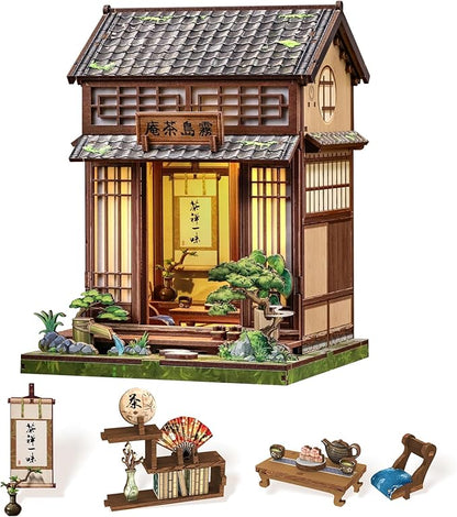Book Nook Kit, DIY Miniature House Kits for Adult and Teens, Dollhouse Tiny Booknook Garden House Bookshelf, DIY Craft Gifts for Family and Friends (Japanese Chashitsu)
