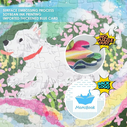 MOMIBOOK Puzzles for Adults 1000 Piece Jigsaw Puzzles of Daydreaming Puppies, Twinkle Laminate Painting Image Dog Puzzle Difficult Challenging Hard Impossible Puzzle, Christmas Birthday Gifts