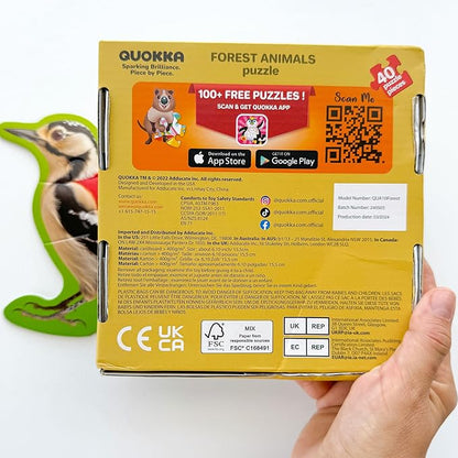 QUOKKA Toddler Puzzles Ages 2-4 - Large Floor Puzzles for Kids 3-5 - 8 Realistic Animal Shapes | Extra Thick Cardboard | Preschool Learning Game - 40 Big Piece Gift for Toddlers 1-3 Years Old