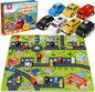 Coogam Alphabet Maze, 26pcs Pull Back Car with Play Mat Preschool Letter Matching Game for 3 4 5 Years Old, Montessori Educational Fine Motor Gift Toy for Toddler Kids