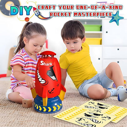 Water Rocket Sprinkler for Kids, Outdoor Sprinkler Rocket Launcher Toy for Backyard, Summer Water Toys for Kids Ages 3-12, Fun Water Powered Rocket Toy (Red-2)