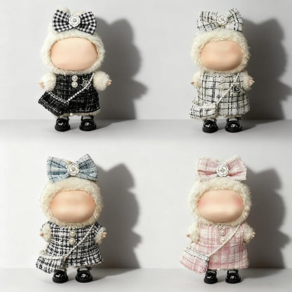 Clothes for LABUBU 17cm Doll (NO Doll)（NO Shoes, Outfit for LABUBU, Dress + Hairpin + Mini Bag Set for LABUBU Dress Up, Fashion and Premium Dolls Accessories for LABUBU (Style I)