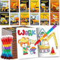 BenLouis 12 Construction Mini Coloring Books Kids with 12 Stacking Crayons Excavator Theme Party Favors Small Activity Books Bulk for Kids Construction Birthday Party Gift Goodie Bag Stuffers