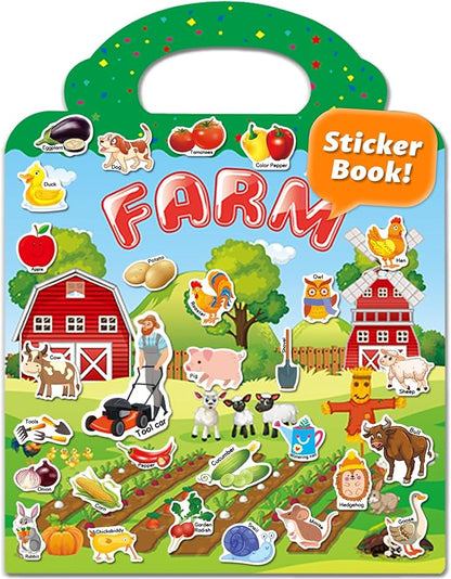 Reusable Sticker Book for Toddlers 2-4 Years, Stickers for Kids, Toddler Craft Activities, Toddler Travel Toys Ages 2+ Boy Girl Birthday Gifts
