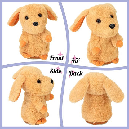 Hopearl Talking Puppy Repeats What You Say Dog Nodding Electric Interactive Animated Toy Speaking Plush Buddy Gift for Toddlers, Brown, 7''