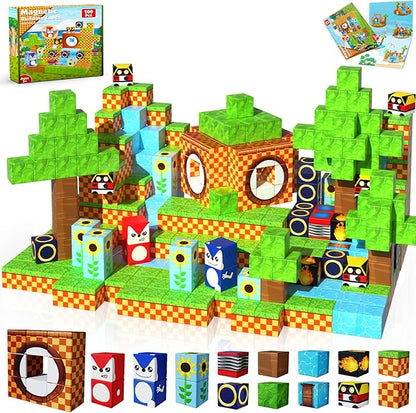 Magnetic Blocks - 100PCS Building Blocks - Toys for Montessori Toddler Christmas Birthday Gifts - STEM Sensory Toys for 3 4 5 6 7 8 9 10 Year Old Boys and Girls