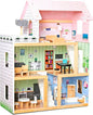 Lil' Jumbl Kids Wooden Dollhouse, 17-Piece Accessories & Furniture are Included, with Balcony & Stairs, 3 Story Easy to Assemble Doll House Toy - Pink
