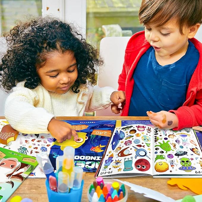 Sticker Book for Kids, 250+ Animal Stickers & 8 Scenes Activity Sheet, Reusable Busy Book, Seek and Find Sticker Coloring Pad, for Boys Girls Toddlers Ages 2-4 4-8 Years Old 3-5 6-7