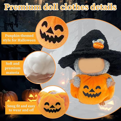 2025 New Halloween Doll Clothes, 2-Piece Clothes Outfit for Doll, Hat and Halloween Pumpkin Clothes Stylish Outfit for Spooky Costume Girls Boys Collectors (Pumpkin)