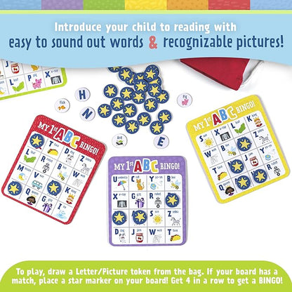My First ABC Bingo Game for Alphabet Learning, Letter and Sight Word Recognition, Age 4 + Years, 2-6 Players