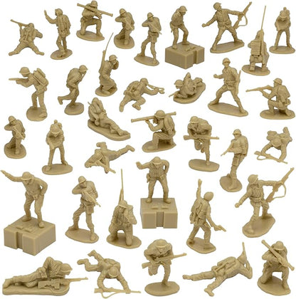BMC WW2 Iwo Jima US Marines Plastic Army Men - Tan 36pc American Soldier Figures