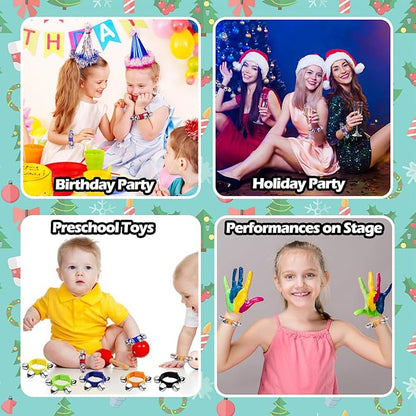 24 Pcs Wrist Band Jingle Bells,12 Colors Band Wrist Bells Ankle Bells,Adjustable Musical Hand Bells Jingle Bell Bracelets for Kids,Rhythm Instrument Percussion Christmas Party Favors