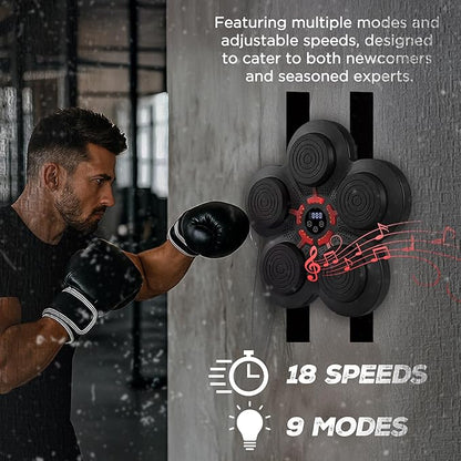 Music Boxing Machine - Bluetooth Wall Punching Pad with LED, Fun Training Equipment for Kids & Adults, Home Boxing Wall Punching Pad with Gloves, for All Ages - Ideal Present by RedRoko