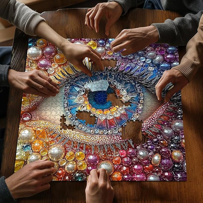 Impossible Puzzles for Adults1000 Pieces, Eye Colorful Gradient Crystal Diamond Abstract Art Themed, Hard Difficult Challenge Jigsaw Puzzle