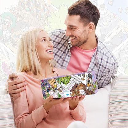 MOMIBOOK Puzzles for Adults 1000 Pieces Jigsaw Puzzles of Gathering in The Treehouse, Twinkle Laminate Painting Image Difficult Challenging Impossible Puzzle Unique Party Christmas Birthday Gifts