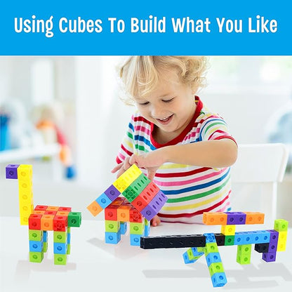 SpriteGru Math Linking Cubes, Math Cubes Manipulatives with Activity Cards Linking Cube Math Counters for Kids Kindergarten Learning Activities