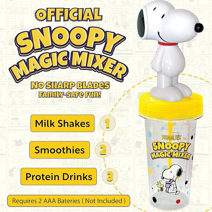 Peanuts Snoopy Magic Mixer – STEM.org Authenticated Educational Drink Mixer for Kids | Safe No-Blade Hands-On STEM Toy for Shakes, Science Experiments and More | Montessori Learning Ages 3+