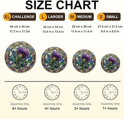 KAAYEE Wooden Jigsaw Puzzles-3D Visual Effect Scotch Thistle Wooden Puzzle Adult Unique Shape Wooden Puzzle Wooden Jigsaw Puzzle for Adult,Puzzle for Adults,Family Puzzles (M-11.4 * 11.4in-200pcs)