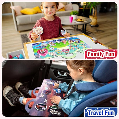 3 Sets Reusable Sticker Books for Toddlers 1-3, Removable Jelly Sticker Books for Kids 2-4 Years, Toddler Travel Toys Activity Book Trip Essentials for Kids- Princess, Unicorn and Ocean