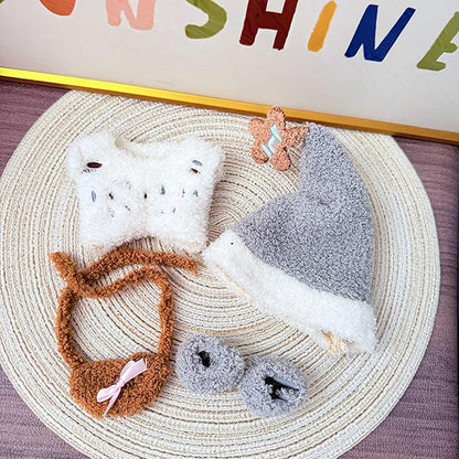 17CM Doll Clothes Set Grey Hat + White Grey Jumpsuit, Fashion Cute Dress-Up Clothes for Doll Accessories Outfit(No Doll Included)(LBB Clothes 7)