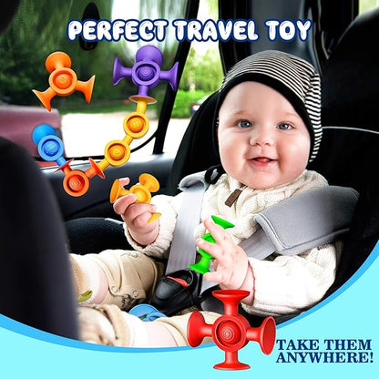 Baby Bath Toys Suction Toy - Toddler Bath Toys for Kids Ages 3+ Suction Cup Toys Sensory Fidget Toys Mold Free Bathtub Toys Window Airplane Travel Toys Christmas Stocking Stuffers for Boy Girl Gifts