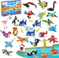 24 Pack Party Favors for Kids, Ocean Animals Building Block Sets, Small Building Bricks Toy for Goodie Bags Stuffer Classroom Prizes, Christmas Birthday Gift for Boys Girls Ages 6-12