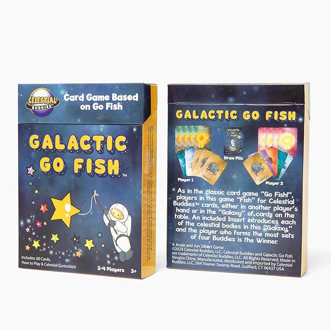 Celestial Buddies Card Game 4 Pack - Galactic Go Fish, Match Made In Heaven, Found in Space, and Buddies Battle | Space-Themed Fun Educational Fun for Kids | STEM Learning, Planets & Space Exploration