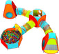 Playz 7pc Kids Play Tent with 1 Big Ball Pit for Babies, 3 Play Tunnel for Toddlers, and 3 Pop Up Tents Playhouse Bundle, Best Birthday Gift for Boys & Girls, Indoor & Outdoor Use Portable Play Center