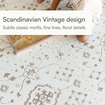 Lillefolk Baby Play Mat for Floor – 6x6ft Vintage Coffee | Soft Non Toxic Premium EVA Foam Tiles for Tummy Time, Crawling & Playroom – Waterproof Floor Mat for Babies & Toddlers (9 Tiles)