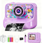 Kids Camera, Upgrade Kids Camera Instant Print, Front Rear Dual Selfie Digital CAM with 1080P Videos, Portable Travel Toy with Games and Music, Christmas Birthday Gift for Boys, Girls and Teens