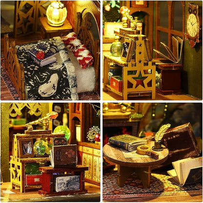Miniature Dollhouse Kits, Tiny House Kit and Light, Doll House Kits for Adults to Building, Unique Gift for Birthday Christmas Day, Time Castle