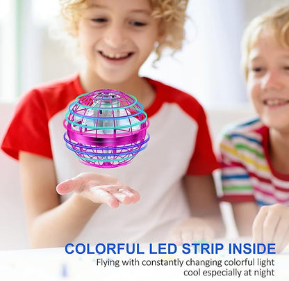 LEMATRIX 2024 Flying Orb Ball Toy, Hover Ball Boomerang Fly Fidget Spinner, Cool Toys Gifts for 6 7 8 9 10 11 12+ Years Old boy Girls Teens, Hand Mini Drone Cosmic Globe, Indoor Outdoor Toys (Pink)