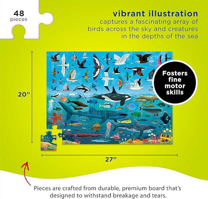 Crocodile Creek Above + Below 48-Piece Jigsaw Floor Puzzle - Fun Floor Puzzles for Kids Ages 4-8 - Sea & Sky - 27 x 20 inches Finished