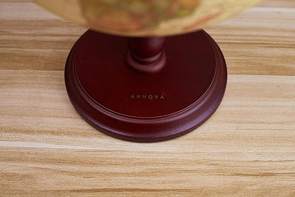 ANNOVA Antique Globe 10" / 25 cm Diameter with A Wood Base, Vintage Decorative Political Desktop World - Rotating Full Earth Geography Educational - Kids, Adults, School, Home, Office (Dia 10-inch)