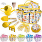 Kids Gardening Tool Set 18PCS Kids Toddler Gardening Set Includes Tote Bag Watering Can Apron Hat Rake Shovel Spoon Gloves Plant Pots and Labels, Outdoor Toys Gift for Boys Girls (Yellow)