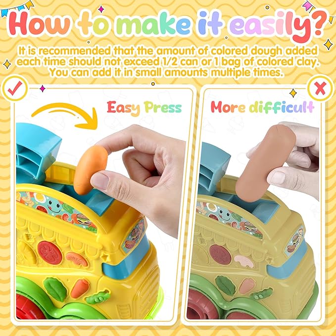 PLAY 2 in 1 Color Dough Kitchen Creations Set, Ice Cream Noodle Maker Color Dough Sets for Kids Ages 4-8, Kitchen Food Toys for Boys Girls Kids Toddlers Ages 3+, with 18 oz Multicolor Clay