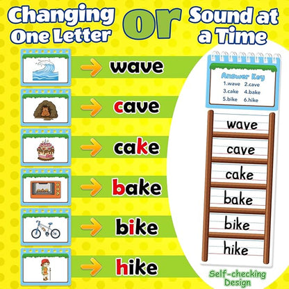 Sight Words Flash Cards Kindergarten, 30 Word Ladders Flip Books, Phonics Games Flash Cards, Reading and Spelling Games, Preschool Learning Activities, Kindergarten Classroom Must Haves