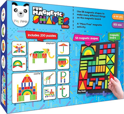 Magnetic Tangram Puzzle Learning Toy | 200 Patterns, 58 Big Magnetic Tangram Pieces with Board, Pattern Book & Display Stand | STEM Educational Toys for Kids Ages 4 5 6+ Years|Gifts for Girls & Boys